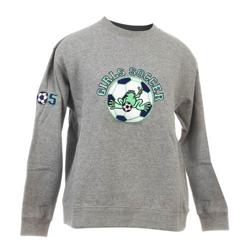 Peace Frogs Junior Girls Soccer Embroidered Pullover Crewneck Sweatshirt