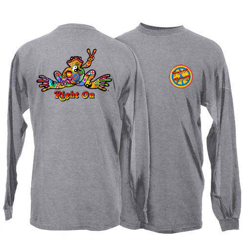 Peace Frogs Sport Grey Button Adult Long Sleeve T-Shirt