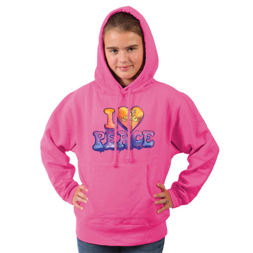 Peace Frogs I Heart Peace Printed Youth Hooded Pullover Sweatshirt