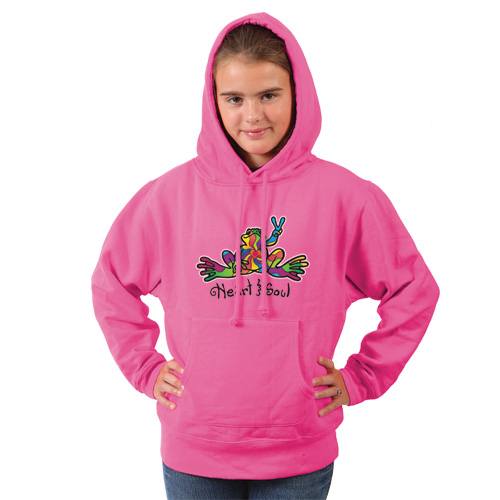 Peace Frogs Heart and Soul Youth Hooded Pullover Sweatshirt