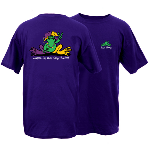 Peace Frogs Mardi Gras Frog Short Sleeve T-Shirt