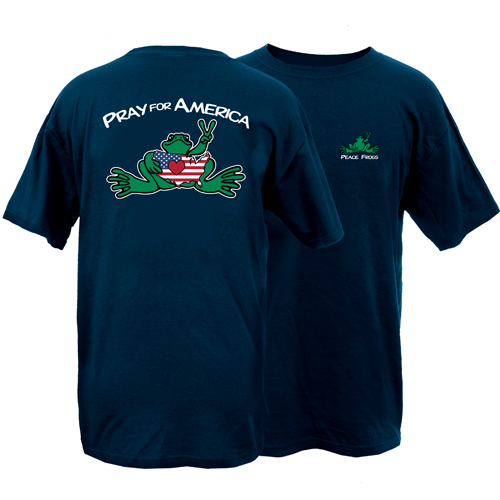 Peace Frogs Pray For America Frog Short Sleeve T-Shirt
