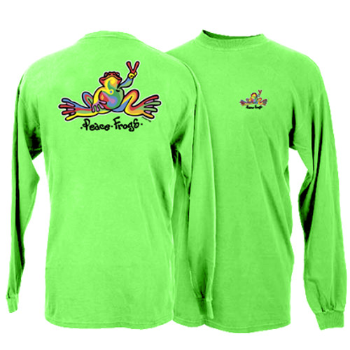 Peace Frogs Retro Frog Adult Garment Dye Long Sleeve T-Shirt
