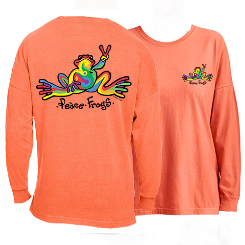 Peace Frogs Retro Frog Adult Garment Dye Long Sleeve T-Shirt