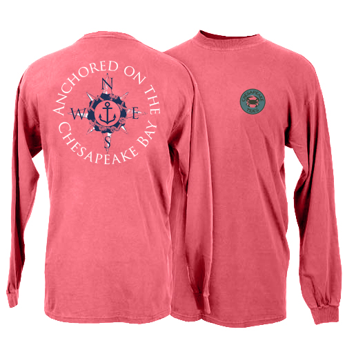 Chesapeake Tides Adult Anchored at the Bay Garment Dye Long Sleeve T-Shirt