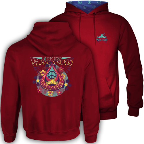 Peace Frogs Teardrop Hood Lined Adult Pullover Sweatshirt