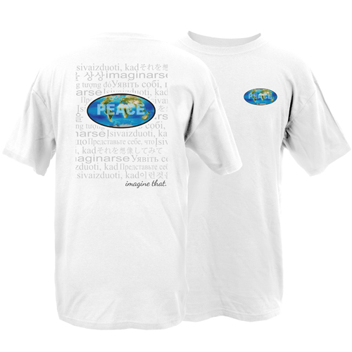 Beyond The Pond Adult World Peace Imagine That Collage Short Sleeve T-Shirt