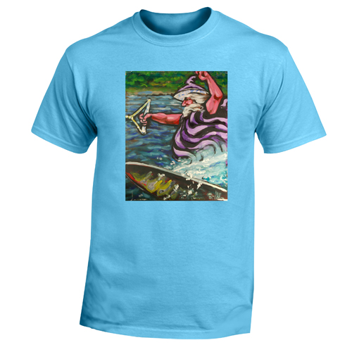 Beyond The Pond Adult Water Skier Wizard Short Sleeve T-Shirt