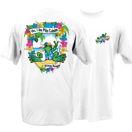 Product Image of Peace Frogs I Like Pina Coladas Frog Short Sleeve T-Shirt