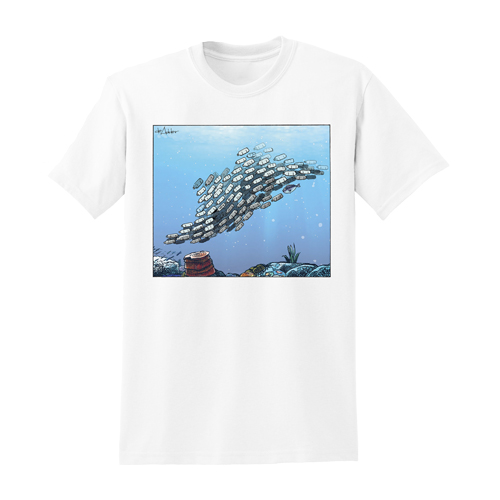 Product Image of Michael de Adder Designs School of Fish White Short Sleeve T-Shirt