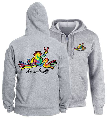 Peace Frogs Retro Adult Full Zip Hooded Sweatshirt