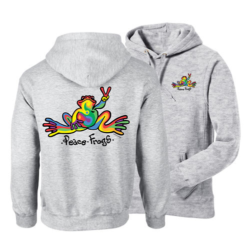 Peace Frogs Retro Printed Youth Hooded Pullover Sweatshirt