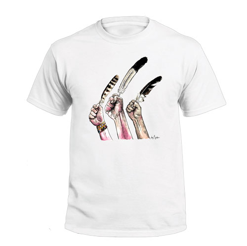 Product Image of Michael de Adder Designs Feathers White Short Sleeve T-Shirt
