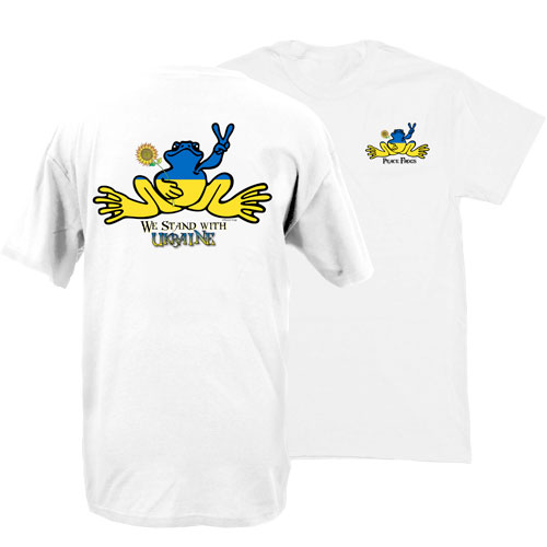 We Stand With Ukraine Frog Adult Short Sleeved T-Shirt