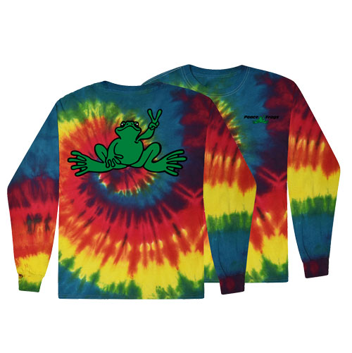 Product Image of Peace Frogs Green Frog Rainbow Spiral Tie-Dye Long Sleeve T-Shirt