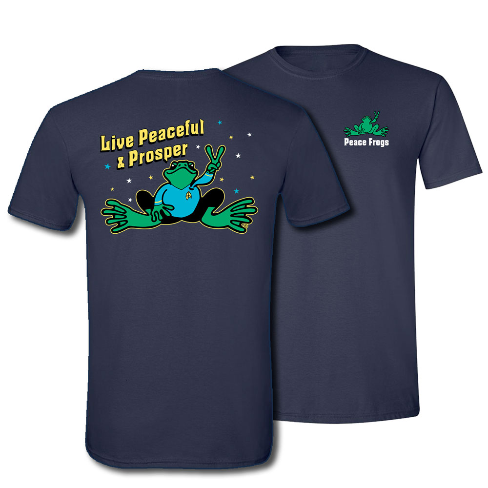 Product Image of Peace Frogs Adult Live Peaceful and Prosper Frog Short Sleeve T-Shirt
