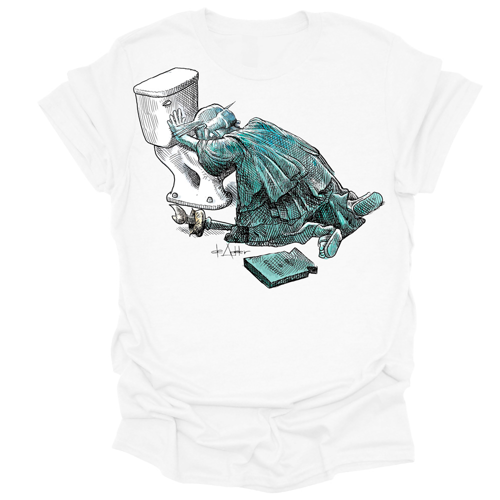 Product Image of Michael de Adder Designs Statue of Liberty White Short Sleeve T-Shirt