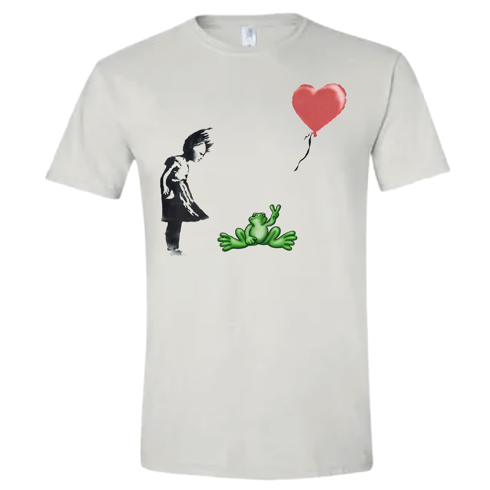 Peace Frogs Adult Banksy Frog Short Sleeve T-Shirt