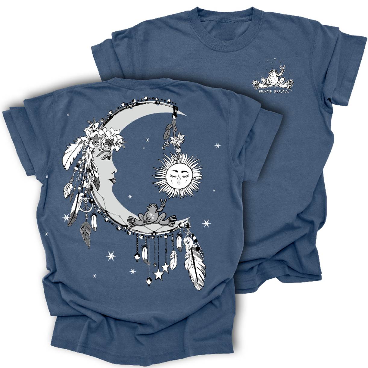 Product Image of Peace Frogs Adult Sun, Moon, Stars Frog Garment Dye Short Sleeve T-Shirt