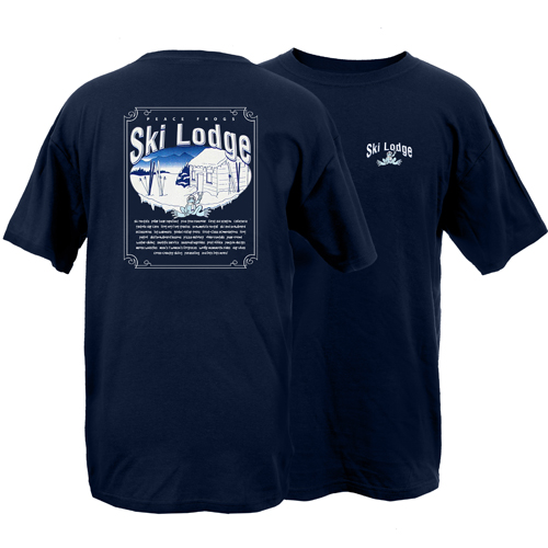 Product Image of Peace Frogs Adult Navy Ski Lodge Short Sleeve T-Shirt