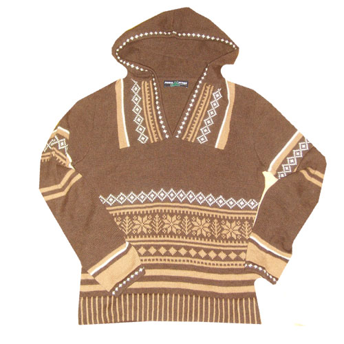 Peace Frogs Junior Brown Vneck Wool Sweater