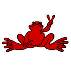Peace Frogs Sm Red Sticker
