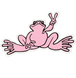 Peace Frogs Sm Pink Sticker