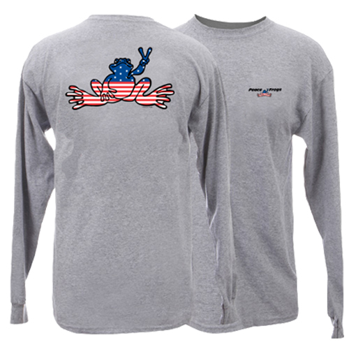 Peace Frogs Granite American Flag Adult Long Sleeve T-Shirt