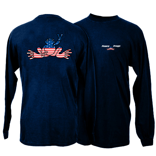 Peace Frogs Navy USA Kids Long Sleeve T-Shirt