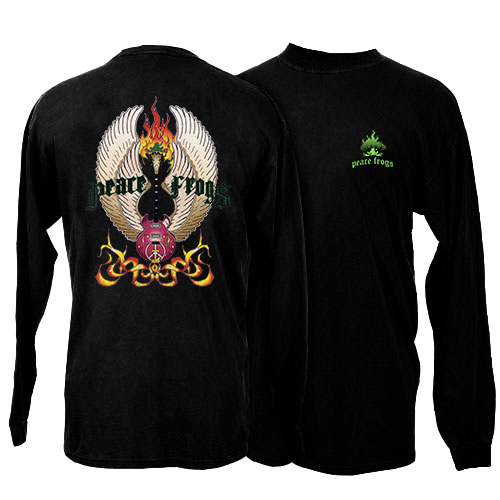 Peace Frogs Vintage Guitar Adult Long Sleeve T-Shirt