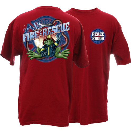 Peace Frogs Adult Firefighter Short Sleeve T-Shirt