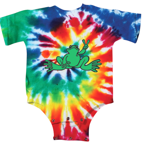 Product Image of Peace Frogs Green Frog Tie Dye Infant Short Sleeve Onesie
