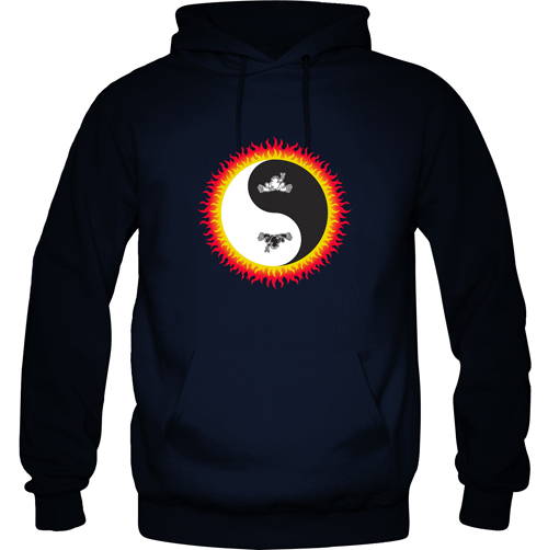 Peace Frogs Flaming Yin Yang Printed Adult Hooded Pullover Sweatshirt