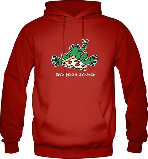 Product Image of Peace Frogs Give Pizza A Chance Printed Adult Hooded Pullover Sweatshirt