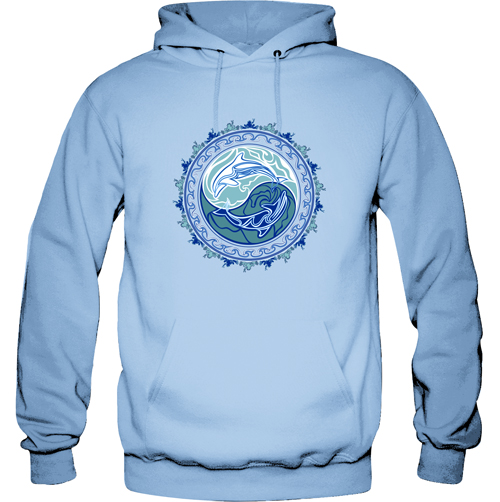 Peace Frogs Tribal Dolphin Printed Adult Hooded Pullover Sweatshirt