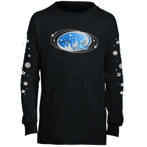 Peace Frogs Black Snowflake Oval Long Sleeve Kids T-Shirt