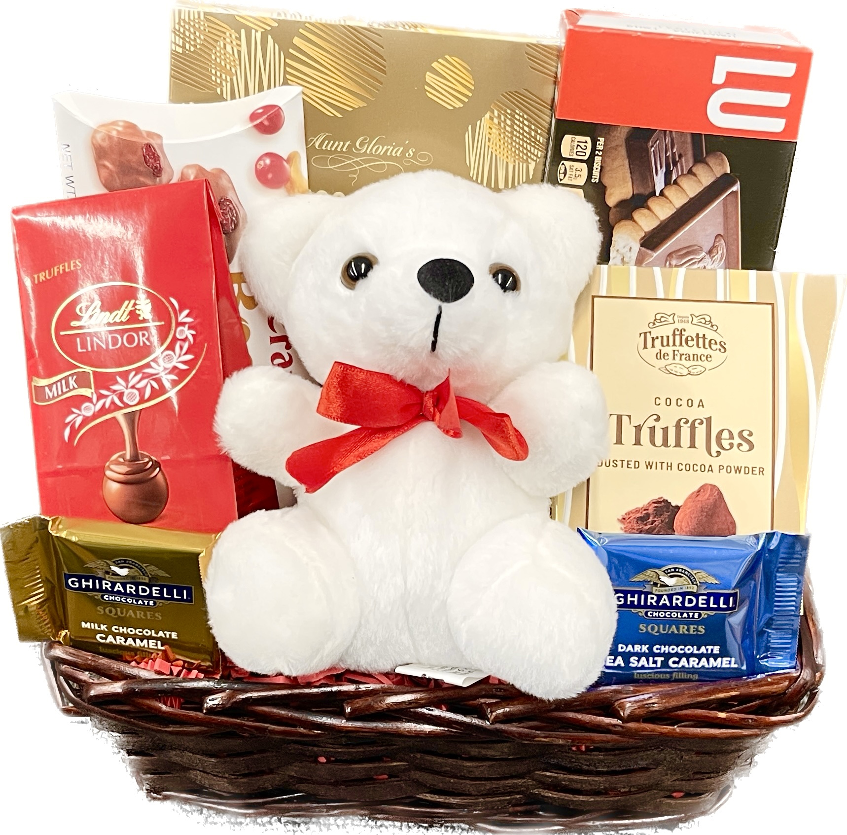 Sweetheart Basket with White Teddy Small
