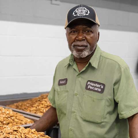 Man roasting pecans