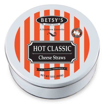 Betsys HOT Cheddar Cheese Straws 12oz Gift Tin