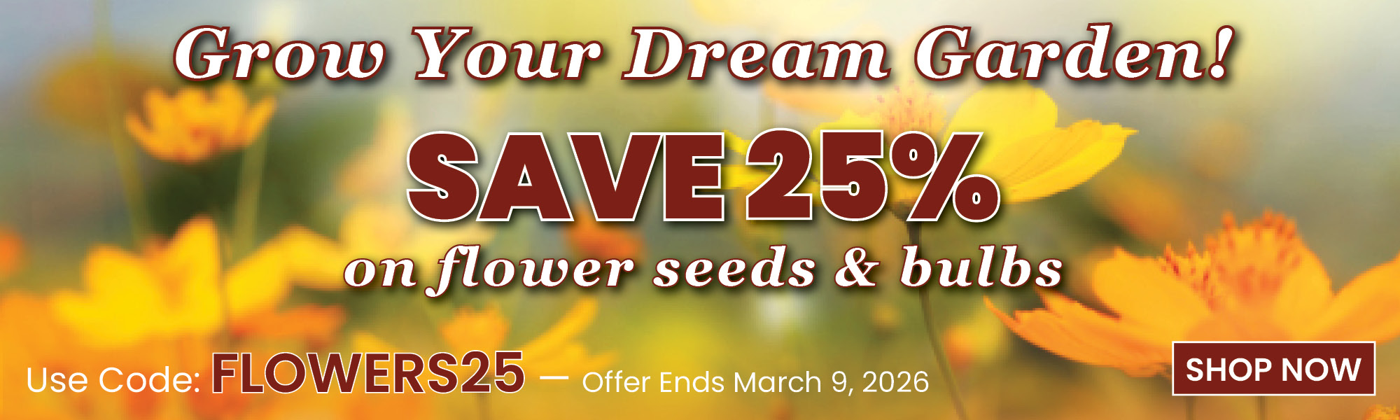 25% Off All Flower Seeds & Bulbs with Code FLOWERS25