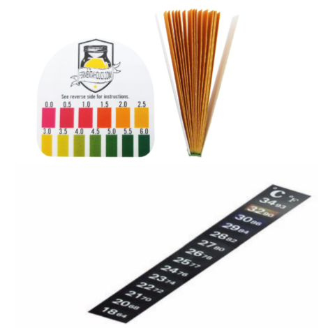 Kombucha Temperature Strips and pH Strips Combo Pack