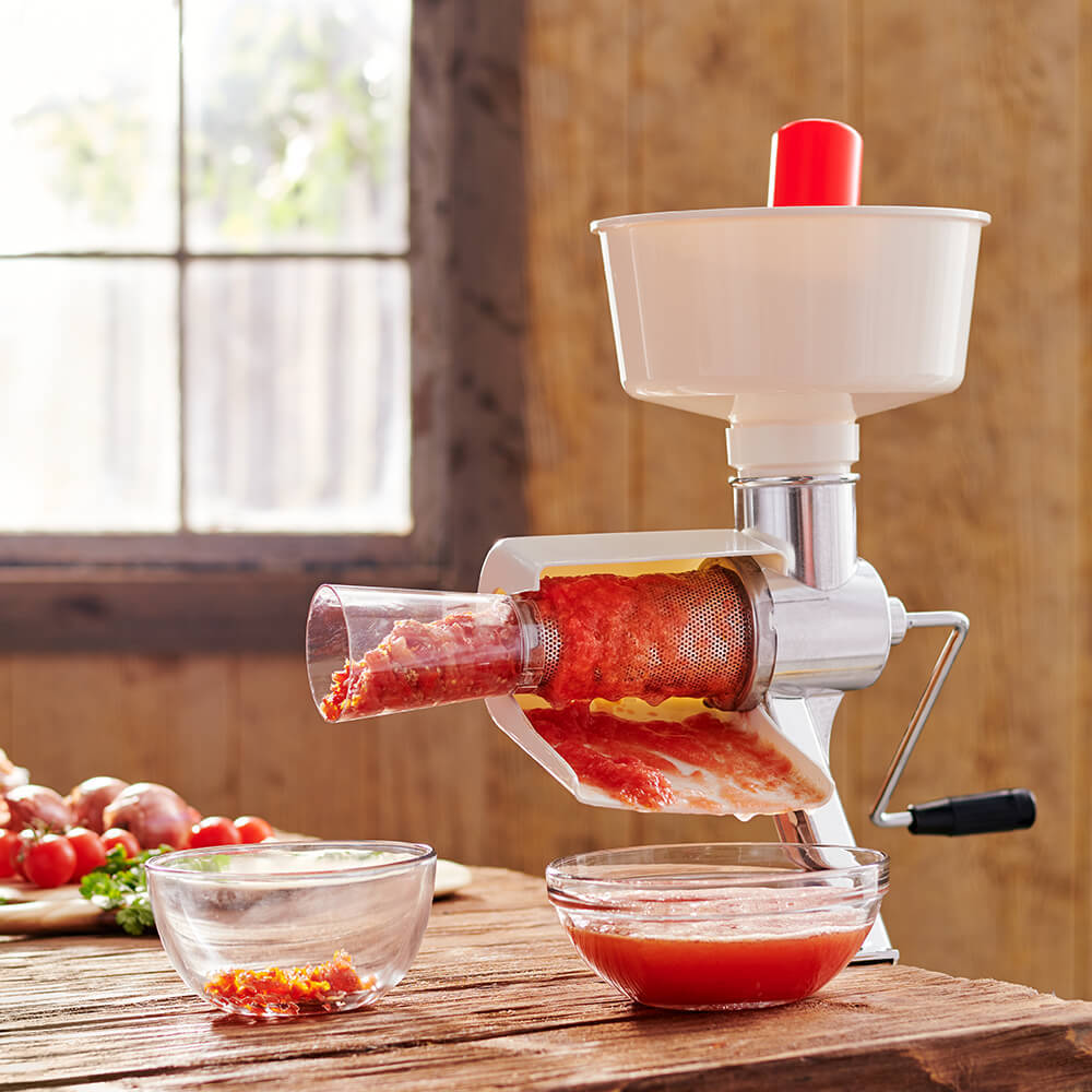 Tomato Strainer- Juicer Food Mill for Easy Purees- No Coring Peeling or Deseeding
