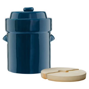 Blue Traditional Style Water-Seal Crock Sets - 2L Fermentation Crock with Lid & Weights