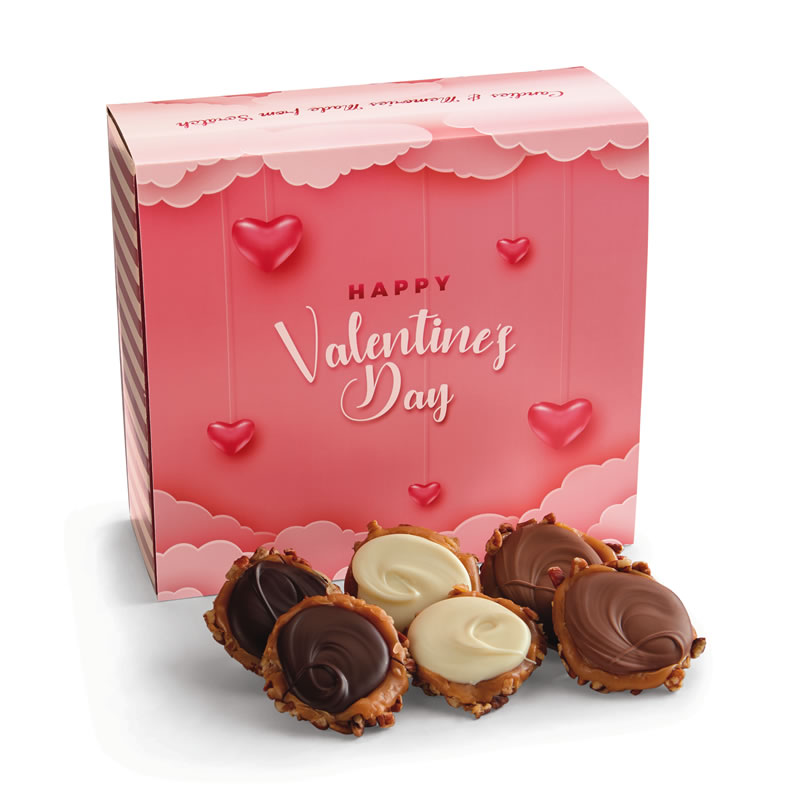 24 Piece Assorted Chocolate Turtle Gophers in the Valentine's Gift Box