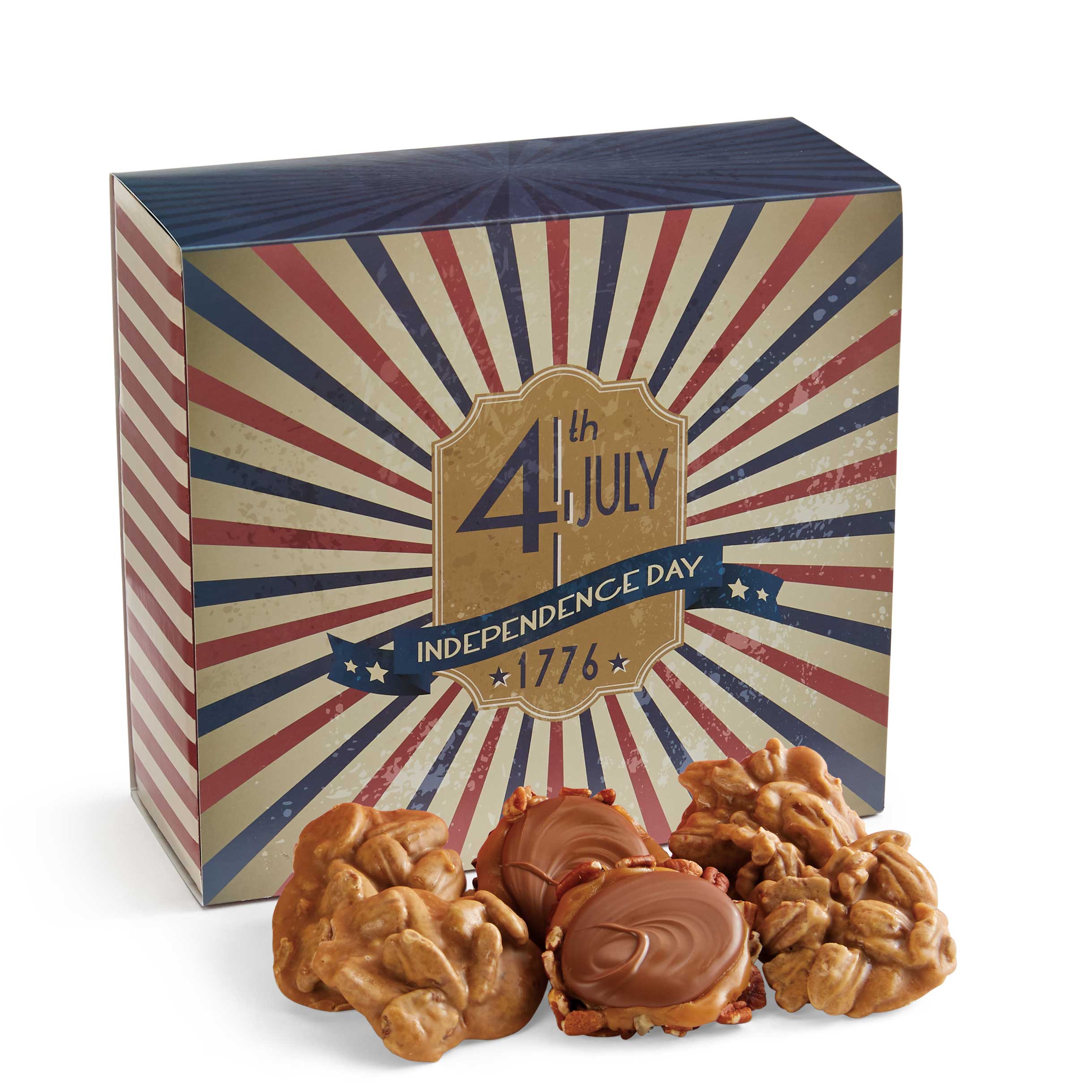 24 Piece Praline & Turtle Gopher Duo in the 4th of July Gift Box