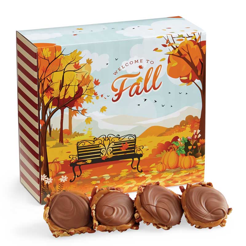 24 Piece Milk Chocolate Turtle Gophers in the Fall Gift Box