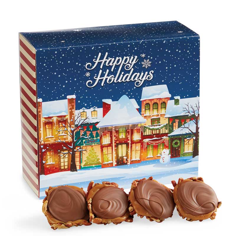 24 Piece Milk Chocolate Turtle Gophers in the Holiday Gift Box