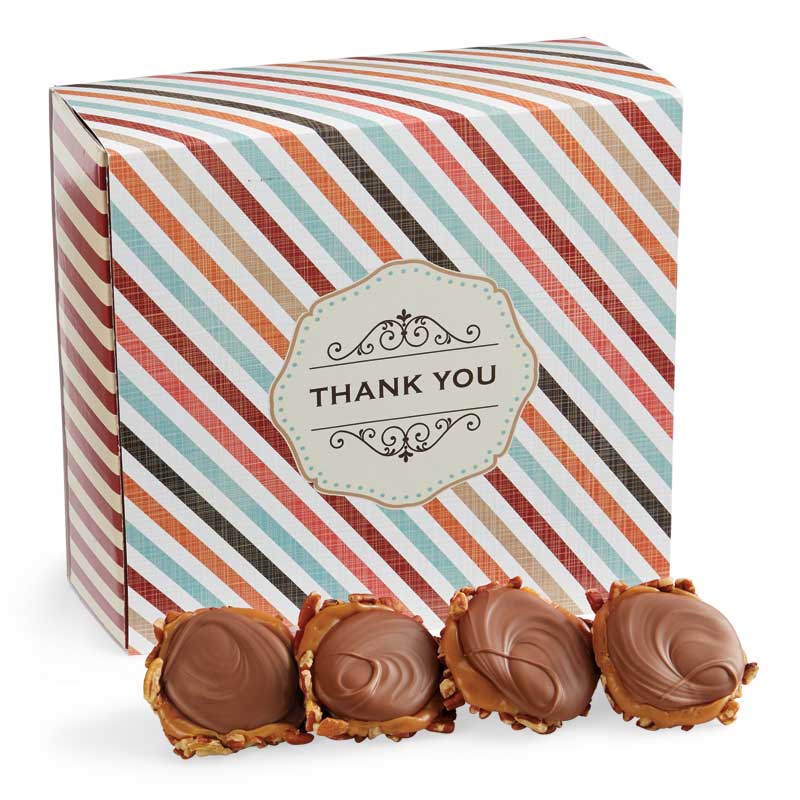 24 Piece Milk Chocolate Turtle Gophers in the Thank You Gift Box
