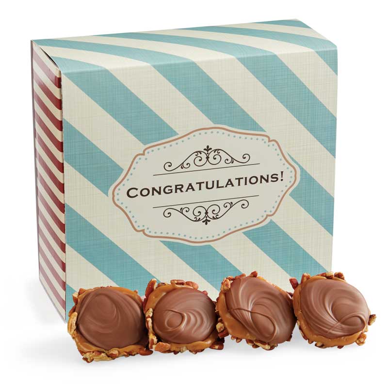 24 Piece Milk Chocolate Turtle Gophers in the Congratulations Gift Box