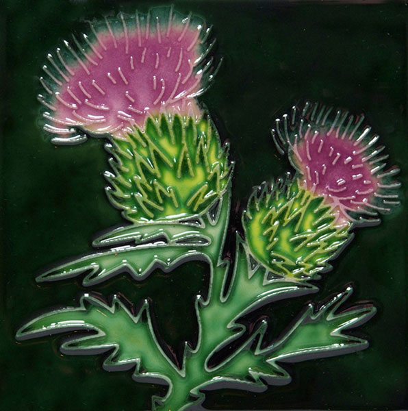SALE Thistle 4 inch square tile